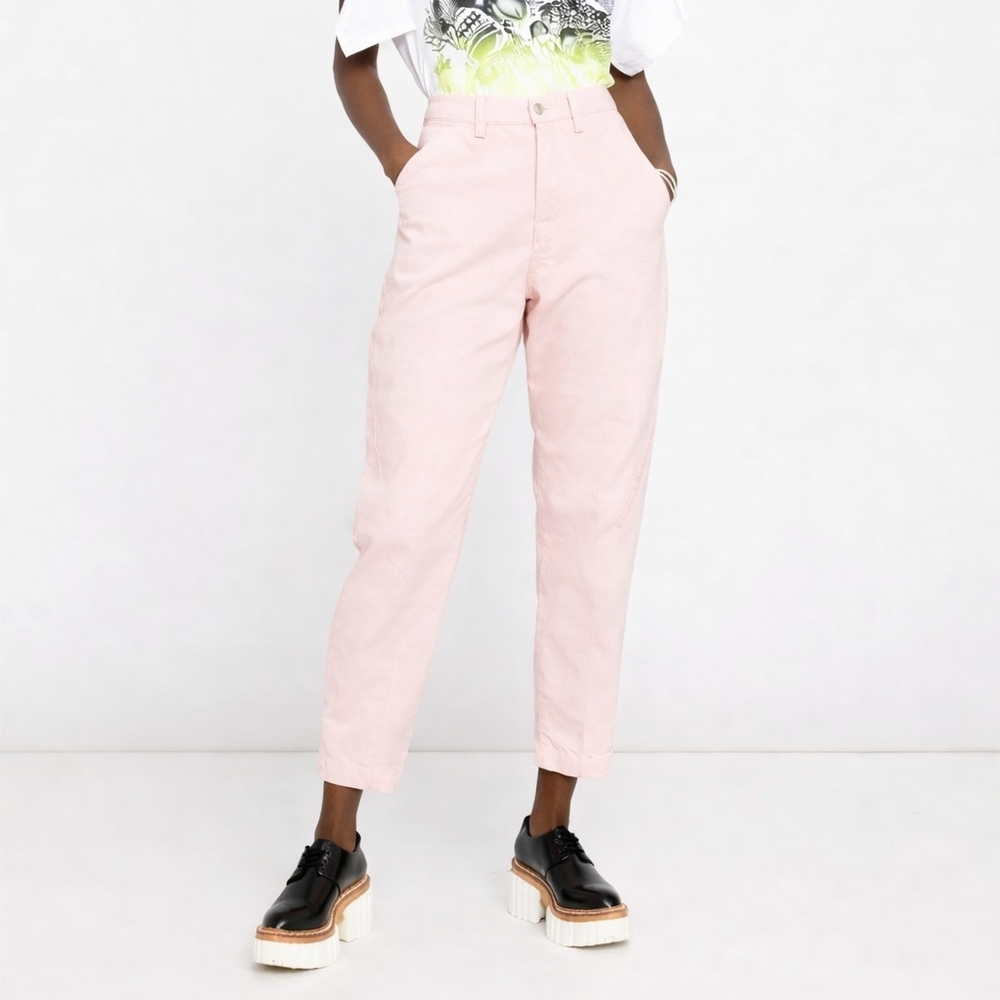 Stella McCartney High Waist Tapered Carrot Jeans In Pink New Size 24